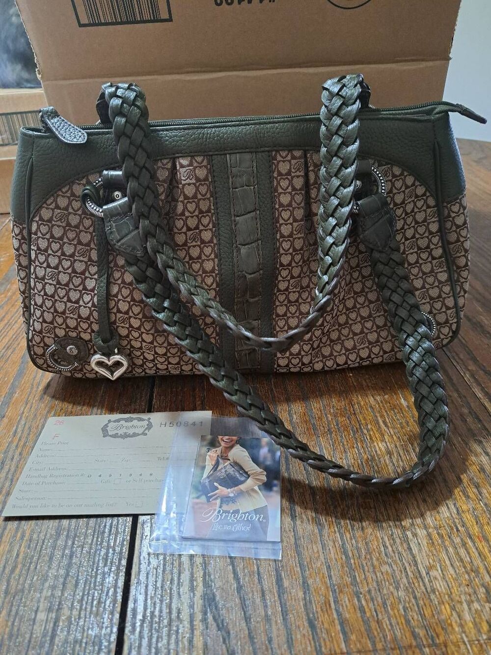 Brighton D451548 Moss Joanna Bag Retired 2010 Purse Handbag Paperwork RARE